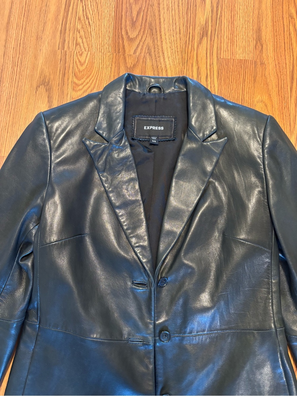 Express Dark Green Leather Longline Trench Coat - Picture 3 of 14
